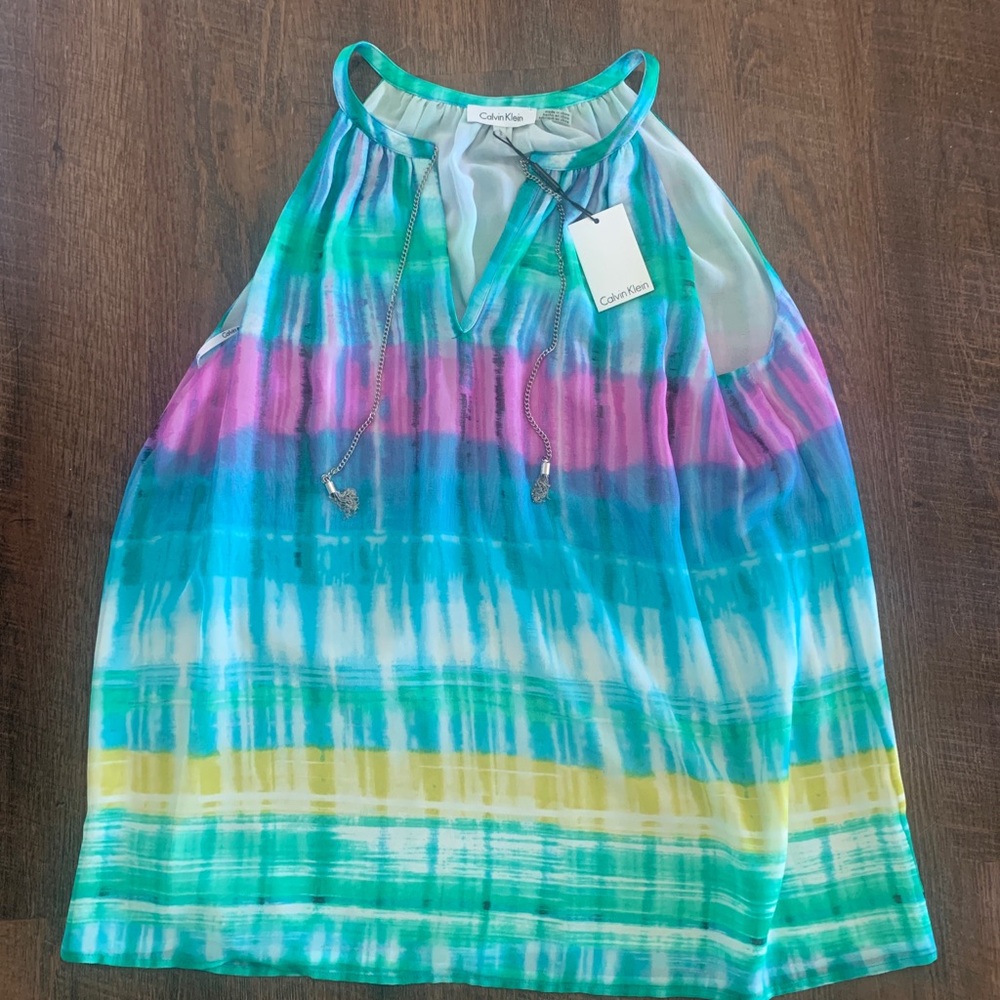 Calvin Klein Multicolor  Tank Top with chain/tassel ties